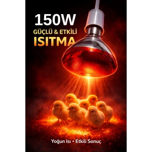 150W Isıtıcı Ampul Kırmızı Isı Lambası Civciv Kümes Kuluçka E27 Duy Isıtma Ampulü