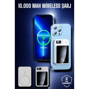 22.5W Magsafe Kablosuz Şarjlı Powerbank Dijital Ekran ve Hızlı Şarj