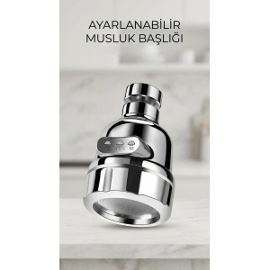3 Fonksiyonlu Krom Su Tasarruflu Döner Musluk Başlığı Mutfak Banyo Aparatı