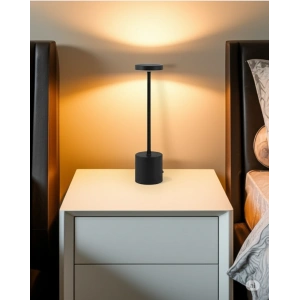 3 Işık Renkli Şarjlı Dim Edilebilir Lüks Masa Lambası Gece Lambası Siyah Renk