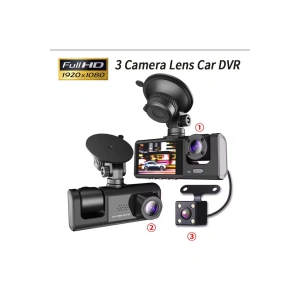 3 Kanal Araba DVR HD 1080P 3 Lensli Araç İçi KameraÜç Yönlü Kamera DVR araç kamera
