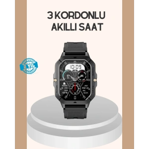 3 Kordonlu Akıllı Saat Uzun Pil Süreli