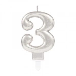 3 Rakam Mum Gümüş Renk Bx40