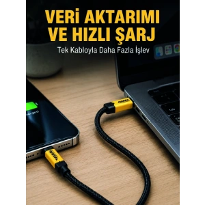 3ü 1 Arada USB Şarj Kablosu 240W Hızlı Şarj ve Veri Aktarım Kablosu