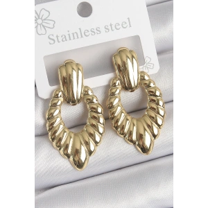 316 Çelik Gold Renk İşlemeli Motiif Model Kadın Küpe