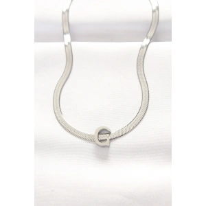 316L Çelik C Harfli Silver Renk İtalyan Zincirli Kolye