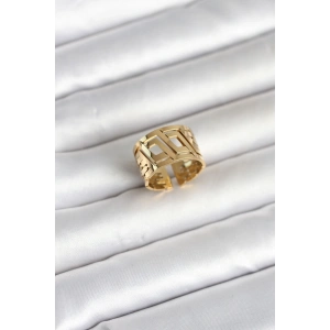 316L Çelik Gold Renk Geometrik Model Kadın Yüzük