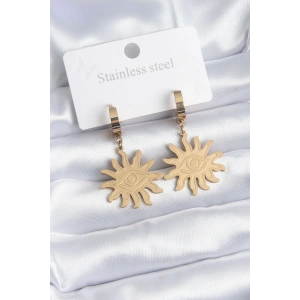 316L Çelik Gold Renk Güneş Model Göz İşleme Kadın Küpe