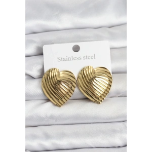316L Çelik Gold Renk Kalp Model Kadın Küpe
