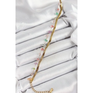 316L Çelik Gold Renk Kristal Karışık Renkli Taşlı Kadın Bileklik