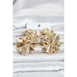 316L Çelik Gold Renk Lotus Model Kadın Küpe