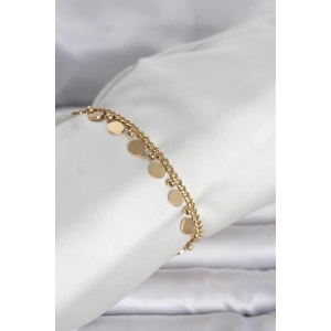 316L Çelik Gold Renk Pullu Model Kadın Bileklik