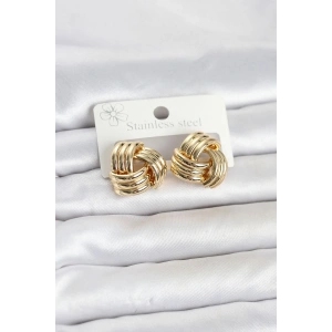 316L Çelik Gold Renk Sarmal Model Kadın Küpe