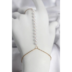 316L Çelik Gold Renk Sıralı İncili Model Kadın Şahmeran