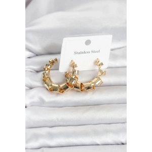 316L Çelik Gold Renk Spiral Halka Kadın Küpe