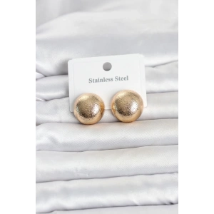 316L Çelik Gold Renk Top Model Kadın Küpe