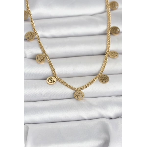 316L Çelik Gold Renk Yaşam Ağacı Model Kadın Kolye