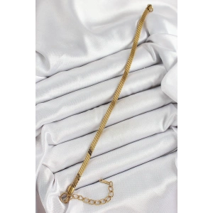 316L Çelik Gold Renk Yassı Zincir Model Kadın Bileklik