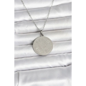 316L Çelik Gümüş Renk Ayetel Kürsi Yazılı Kolye