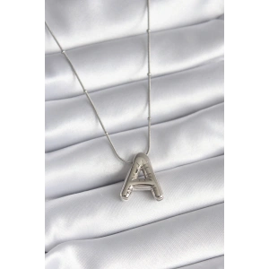 316L Çelik Gümüş Renk Bubble A Harf Model Kadın Kolye