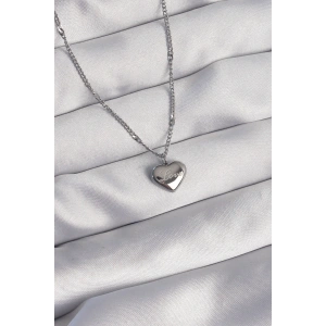 316L Çelik Gümüş Renk Kalp Model Love Kolye