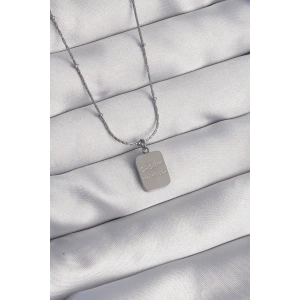 316L Çelik Gümüş Renk Kare Charm Model Kolye