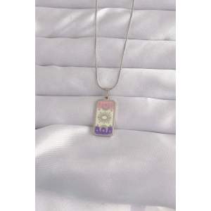 316L Çelik Gümüş Renk Karışık Mineli Ay Figür Tarot Kolye