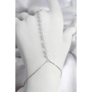 316L Çelik Gümüş Renk Sıralı İncili Model Kadın Şahmeran