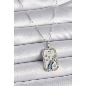 316L Çelik Gümüş Renk Zincir Kova Burcu Zirkon Taşlı Kadın Kolye