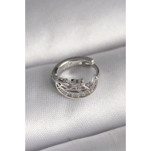 316L Çelik Gümüş Renk Zirkon Taşlı Ay Yıldız Model Tragus Piercing