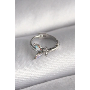 316L Çelik Gümüş Renk Zirkon Taşlı Kelebek Model Tragus Piercing