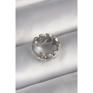 316L Çelik Gümüş Renk Zirkon Taşlı Yaprak Model Tragus Piercing