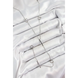 316L Çelik Kelebek Figürlü Y Model Gümüş Renk Kadın Kolye