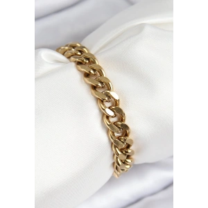 316L Çelik Klasik Kalın Zincir Model Gold Renk Kadın Bileklik