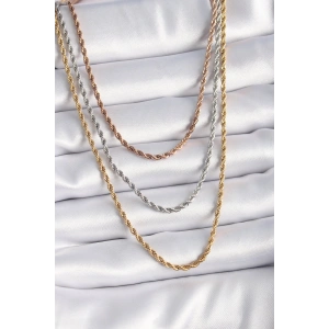 316L Çelik Mix Renk Burgu Zincir Model Kadın Kolye