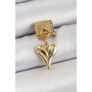 316L Çelik Sallantılı Kalp Model Gold Renk Nomination Charm