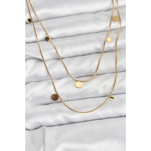 316L Çelik Zincir Gold Renk Pullu Kadın Kolye