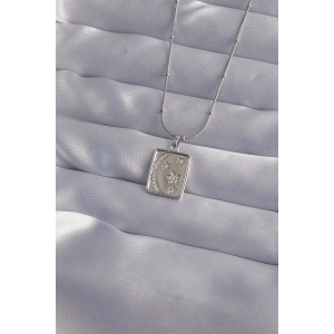 316L Çelik Zincir Gümüş Renk Zirkon Taşlı Ay Yıldız Figürlü Tarot Kolye