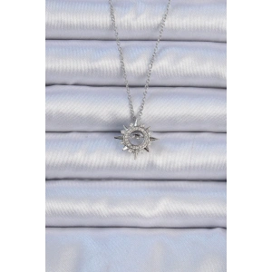 316L Çelik Zincir Gümüş Renk Zirkon Taşlı Parlayan Yıldız Kolye