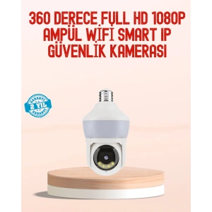 360° Full HD Wi-Fi Akıllı Ampül Kamera Gece Görüşlü