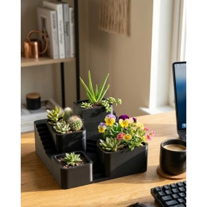 3D Baskı Kaktüs ve Sukulent Saksı Seti Çok Katlı Şık Ev Ofis Dekoru
