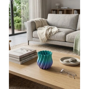 3D Kıvrımlı Mavi Vazo Modern Dekoratif Şık Ev Aksesuarı