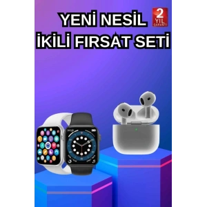 3.Nesil TWS Bluetooth Kulaklık ve Dokunmatik Ekran Akıllı Saat Sesli Görüşme