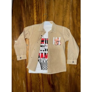 4-8 yaş tişört gömlek kombini vizon