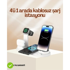 4 Cihazı Aynı Anda Şarj Edebilen Kablosuz Şarj İstasyonu – Çok Yönlü ve Pratik Tasarım