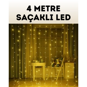4 Metre Şelale Perde Led Işık Dış Mekan İç Mekan Uyumlu