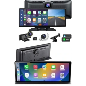 4K 10.2 İnç Çift Kameralı Araç Multimedya Ekranı CarPlay Kablosuz Tüm Cihazlara Uyumlu