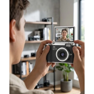 4K Dijital Kamera 48 MP 8X Zoom ve 180 Derece Flip Ekran Vlog Çekim Özellikli