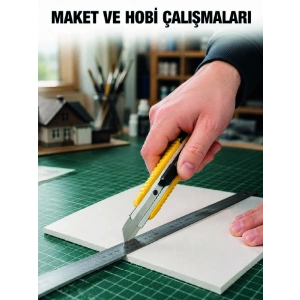 5 Adet Metal Falçata Seti Ergonomik Saplı Çelik Maket Bıçağı Koli Ambalaj PVC Kesici