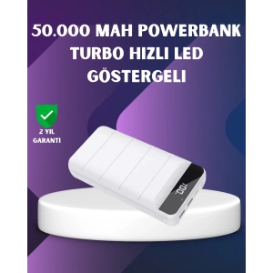 50000mAh Yüksek Kapasiteli Powerbank Hızlı Şarj ve LED Ekranlı
